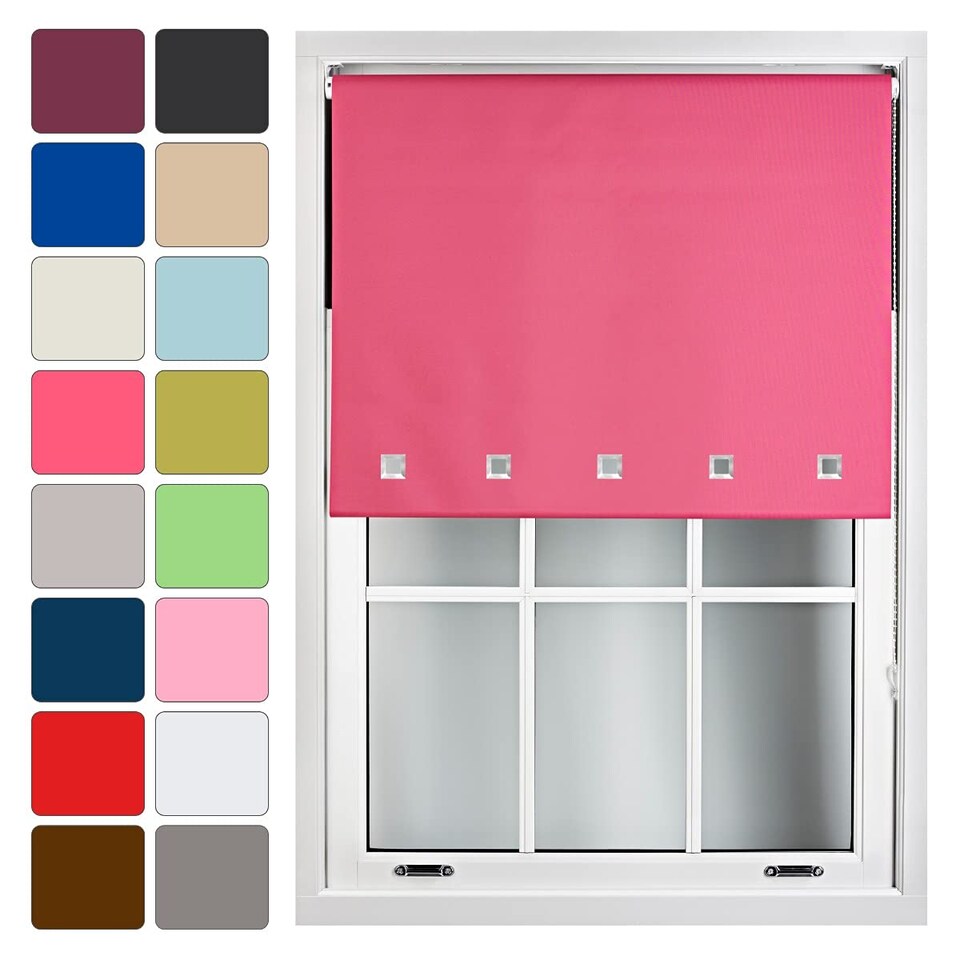 image 1 of Cut to Size Blackout Roller Blind with Square Eyelets | Custom Fit Window Blind by Furnished