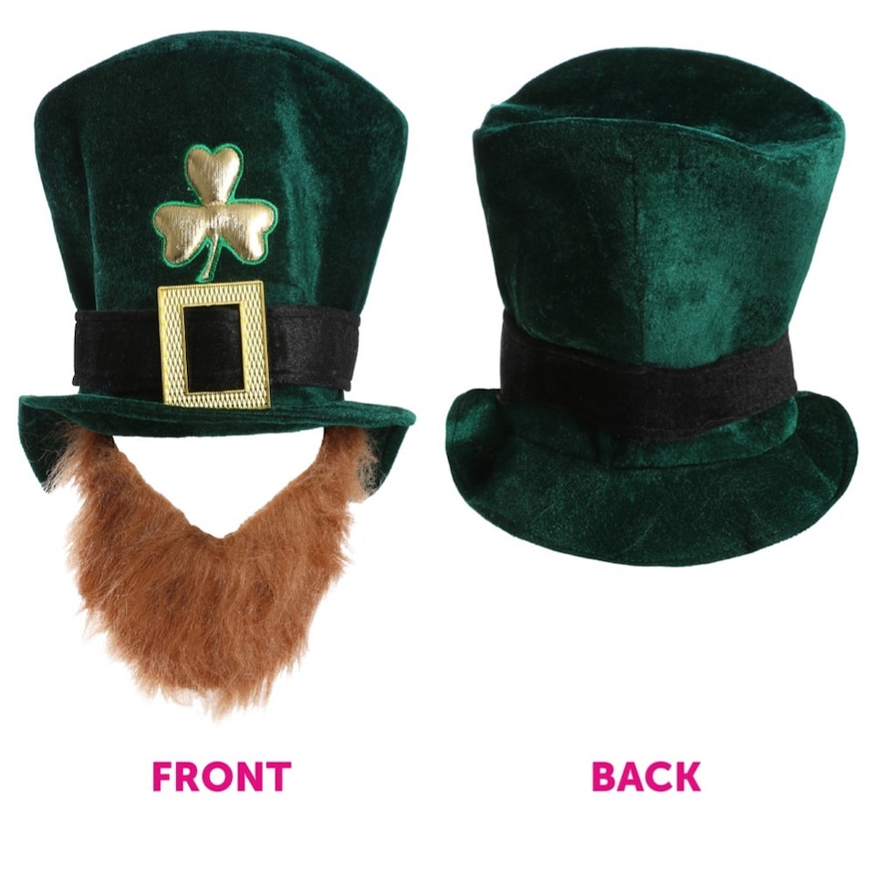 image 1 of Irish Leprechaun Hat with Beard | Green | 1