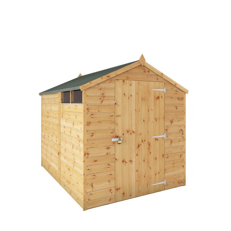 image 1 of 8 x 6 Feet Shiplap Security Apex Shed - Timber - L240.8 x W189.2 x H198.9 cm - Brown | Brown