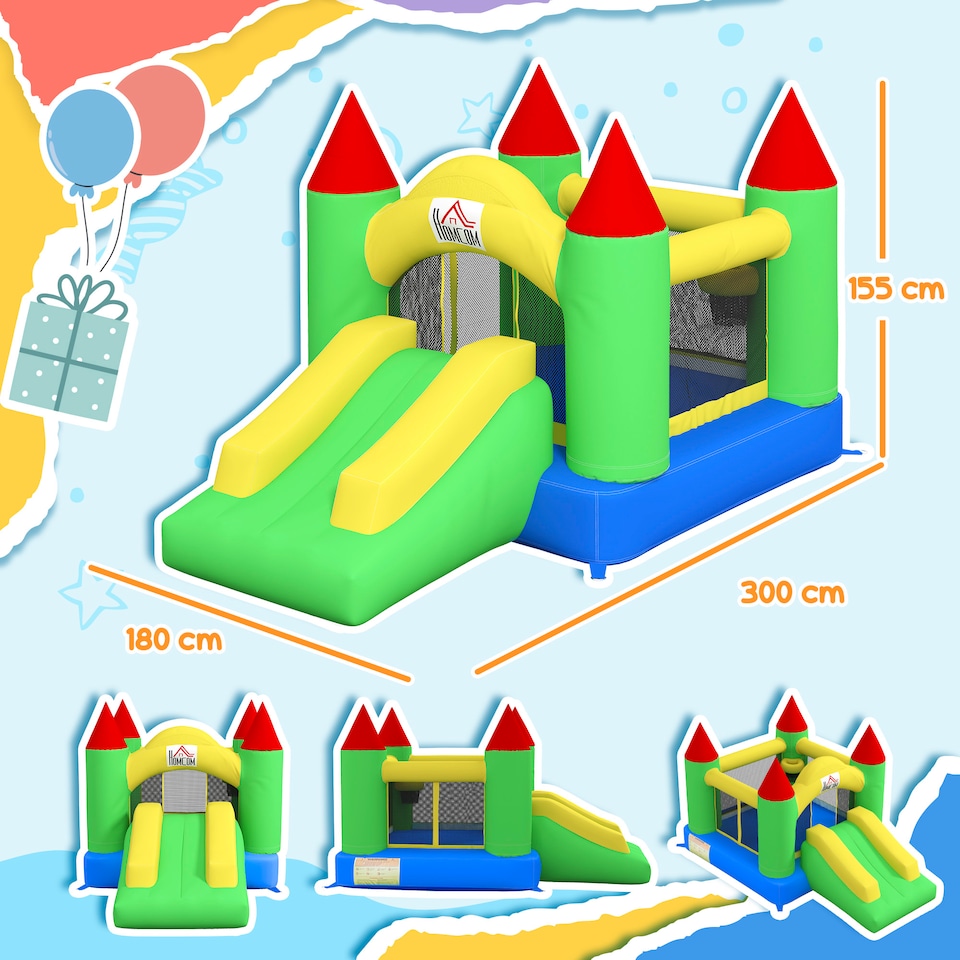 image 1 of HOMCOM Bouncy Castle with Slide Inflatable Bouncer Kids Jumper Bounce Castle
