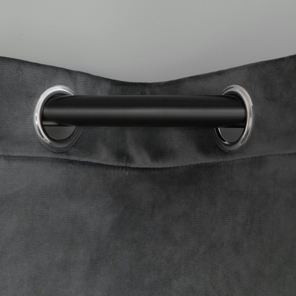image 1 of OHS Matte Velvet Thermal Lined Eyelet Curtains, 90x90" - Charcoal