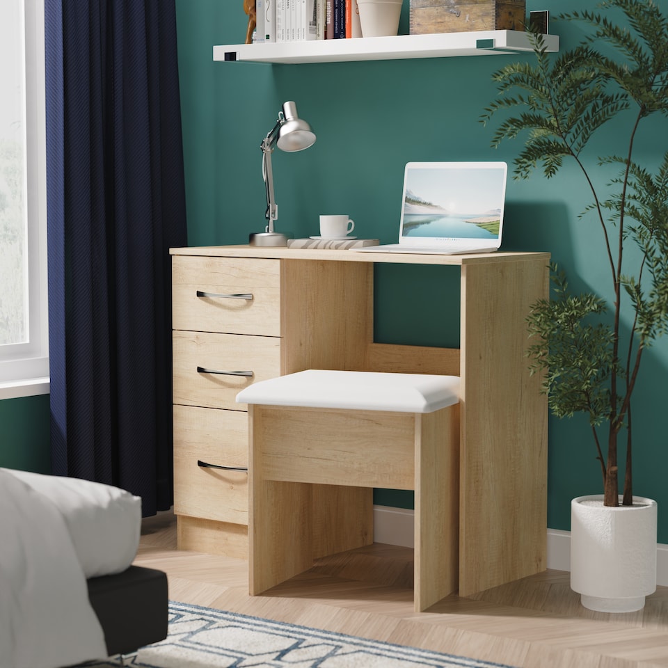 image 1 of Hampshire 3 Drawer Vanity in Nebraska Oak (Ready Assembled) | Brown | Nebraska Oak