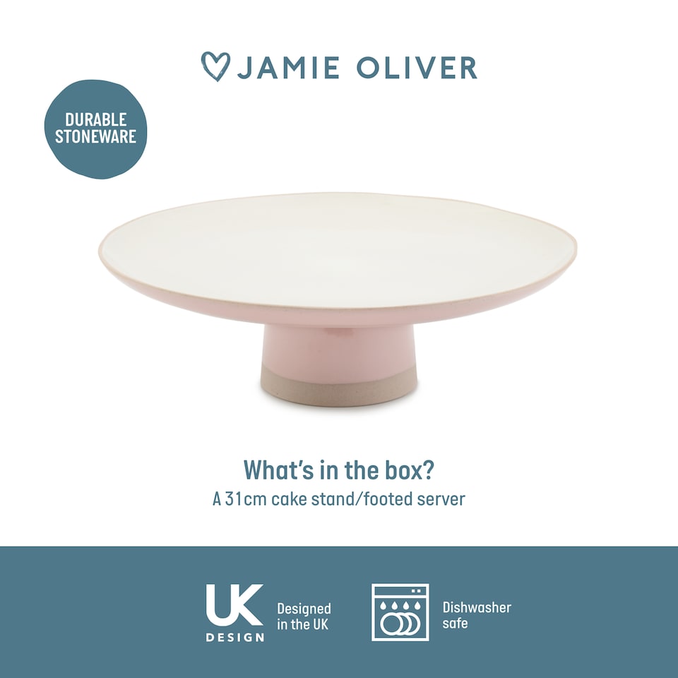 image 1 of Jamie Oliver Big Love White and Pink Stoneware Cake Stand | Pink | Pink