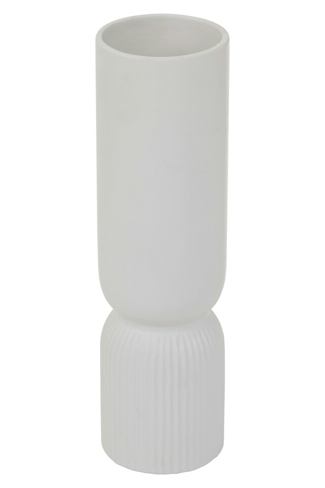 image 1 of Interiors by Premier Lightweight Ceramic Design White Vase, Spacious Flower Ceramic Vase, Sleek And Sturdy Vase For Flowers | White