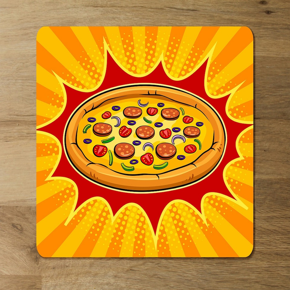 image 1 of Round pizza pop art retro (Placemat & Coaster Set)