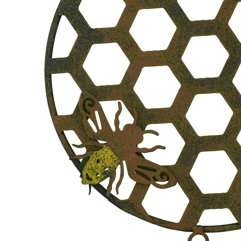 image 1 of Honeycomb Wind Chime Bee Bell Hanging Garden Yard Hex Decor Metal Wasp