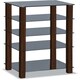 image 4 of Centurion Supports TRINITY Gloss Black 5 Shelf with Walnut Legs Flat Screen TV Rack Glass Stand | Multi | 1