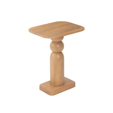 Vita Solid Mango Wood Pedestal Side Table for Living Room Bedroom