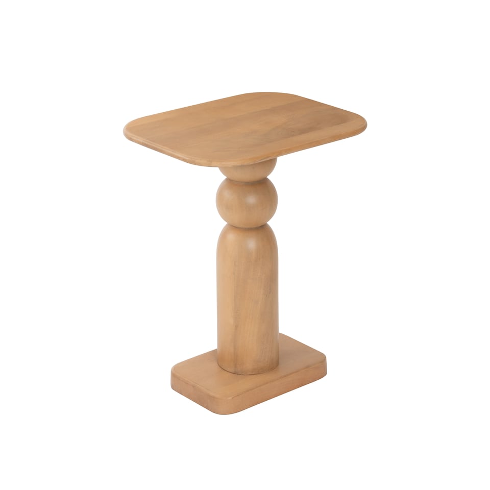 image 1 of Vita Solid Mango Wood Pedestal Side Table for Living Room Bedroom