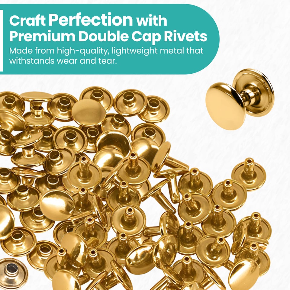 image 1 of 10mm Double Cap Rivets, Tubular Metal Studs for DIY Projects - 100pcs