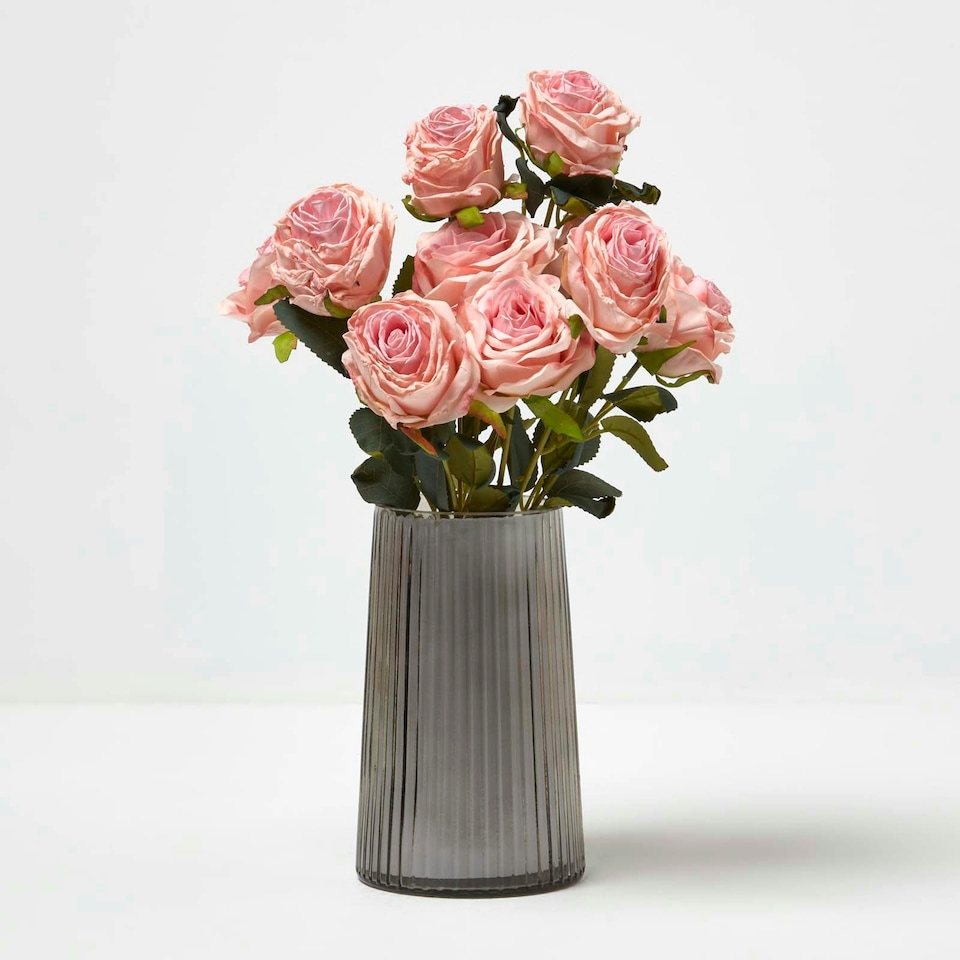 image 1 of Homescapes Artificial Bouquet of Pink Roses