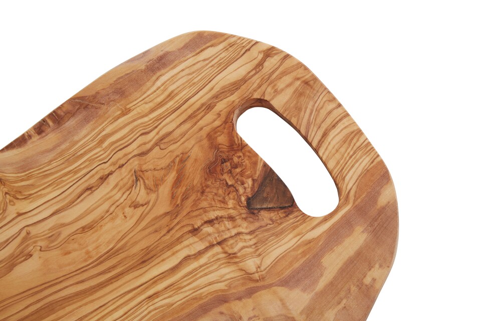 image 1 of Kora Serving Board With Handle in Olive Wood | Cream