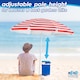 image 3 of Harbour Housewares Metal Beach Parasol with Green Base - 1.8m  - Green Stripe