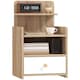 image 1 of HOMCOM Bedside Table, Bedside Cabinet with Drawer, Modern Side Table with Shelf for Bedroom, Living Room, Natural Wood Effect