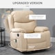 image 4 of HOMCOM PU Leather Massage Recliner Chair with 8 Points and Heat, Manual Reclining Chair with Swivel Base, Footrest and Remote, Rocking Armchair, Beige