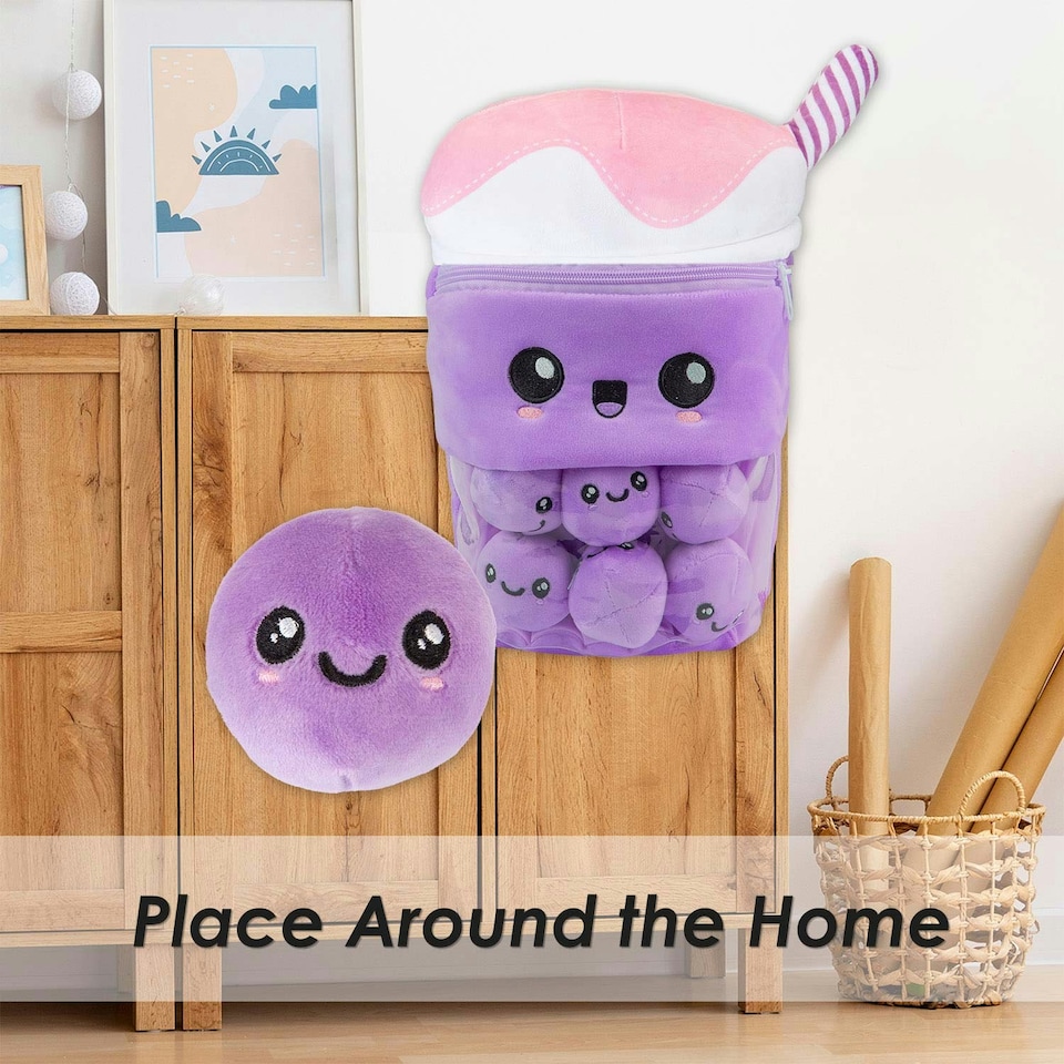 image 1 of Boba Tea Soft Toy Cute Plushie Huggable Cuddly Stuffed Toy Gift 35cm Lilac