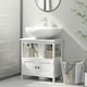 image 7 of kleankin Bathroom Pedestal Under Sink Cabinet with Storage Shelves, Door, White White | White