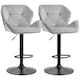 image 1 of HOMCOM Bar Stools Set Of 2, Luxurious Velvet-Touch Barstools with Metal Frame Footrest Round Base Triangle Indenting Moulded Seat Adjustable Height Swivel Grey