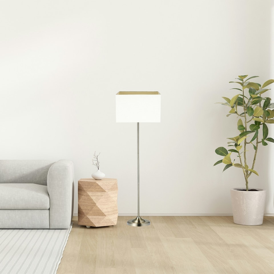 image 1 of Large Rectangular Cream Linen Fabric Lamp Shade for Table and Floor Lamp Bases | Cream | Cream | 1