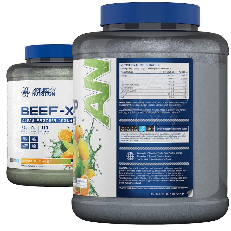 image 1 of Applied Nutrition Beef-XP Clear Protein Isolate Powder - Citrus Twist - 60 Servings