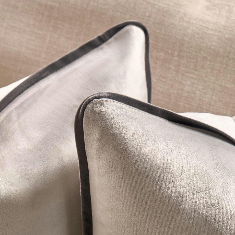 image 1 of OHS 2 x Matte Velvet Piped Edge Cushion Covers, 45x45cm - Grey