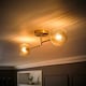 image 2 of ValueLights Chessy Asymmetric Ribbed Glass Globe Gold Bar Ceiling Light with LED Bulbs