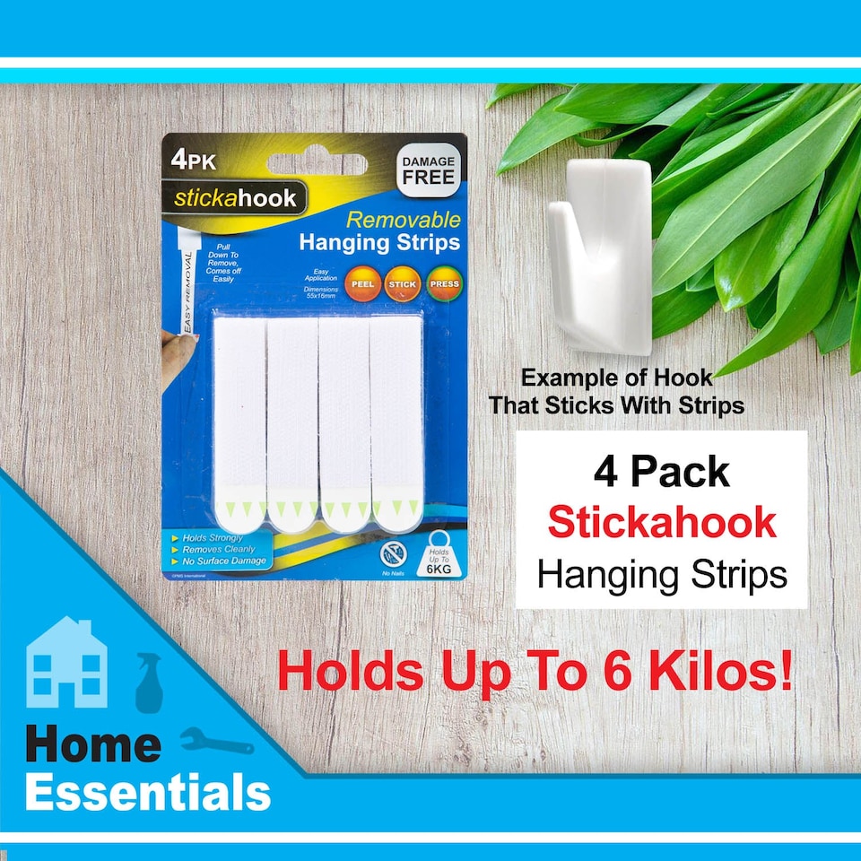image 1 of VFM e-Store Removable Picture Hanging Hooks, Pack of 4, No Damage