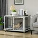image 2 of PawHut Dog Crate Furniture End Table w/ Soft Washable Cushion, Lockable Door