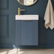 image 8 of Balterley Wall Hung Cloakroom Vanity Basin Unit with Handle Compact Bathroom Storage | Blue | Satin Blue | 438 x 400 x 222mm | 1