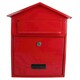 image 5 of Letter Post Mail Box Metal Red Wall Door Gate Fence Garden House Lockable Red