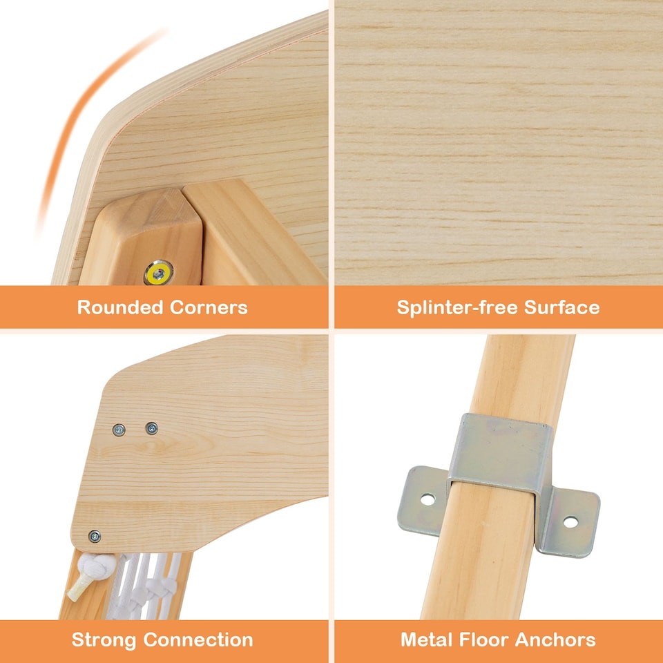 image 1 of COSTWAY 4-in-1 Jungle Gym Wooden Indoor Toddler Playground Slide-Colorful