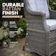 image 4 of 1pc Rattan Garden Dining Chair Grey Outdoor Patio Chairs with Cushion, Weatherproof Wicker Furniture