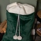image 5 of 80x55cm Green Christmas Sack with White Cuff and Pom Poms