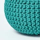 image 4 of Homescapes Teal Green Round Cotton Knitted Pouffe Footstool - 35 x 40 cm