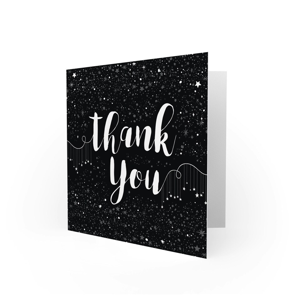 image 1 of Stars Pattern Typography Dark Thank You Card