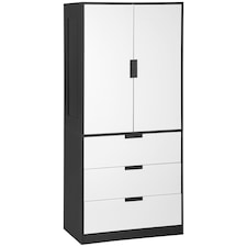 HOMCOM 2 Door Wardrobe with 3 Drawer and Soft Closing Hinge for Bedroom