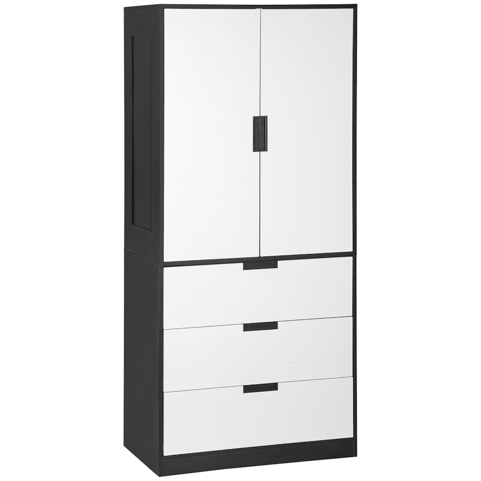 image 1 of HOMCOM 2 Door Wardrobe with 3 Drawer and Soft Closing Hinge for Bedroom