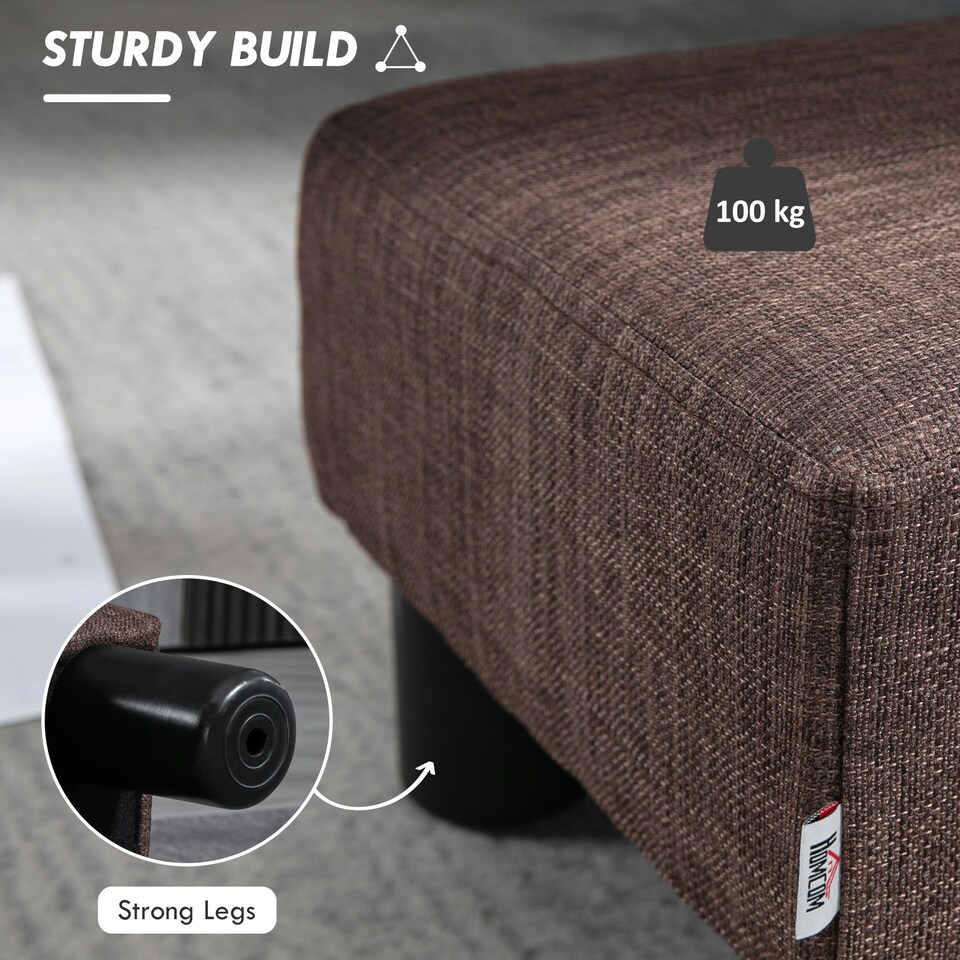 image 1 of HOMCOM Chic Linen Fabric Footstool Ottoman Cube with 4 Plastic Legs Brown
