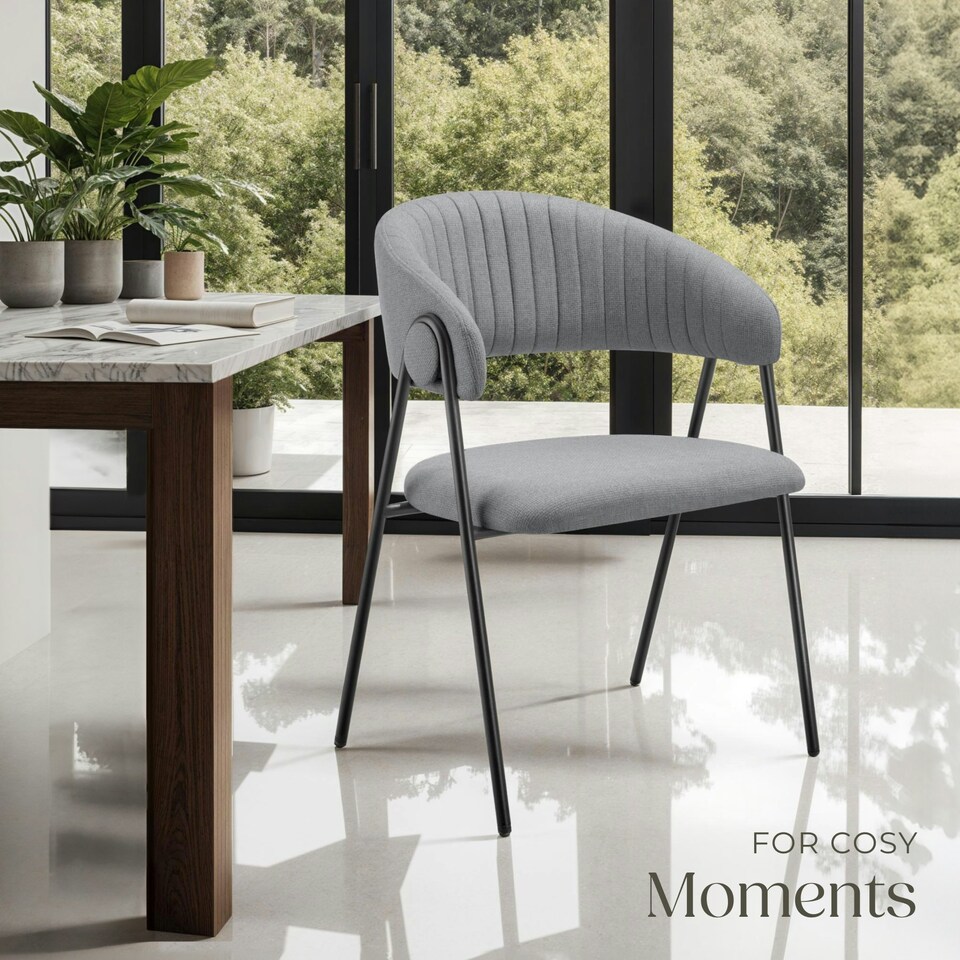 image 1 of Dining Chair Bedano - woven fabric, padded, 150 kg load capacity - Set of 4 Grey