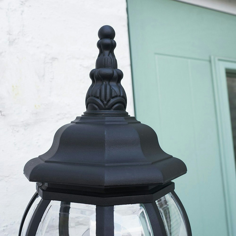 image 1 of ValueLights Black Traditional Outdoor Security Lantern Wall Light | Chrome