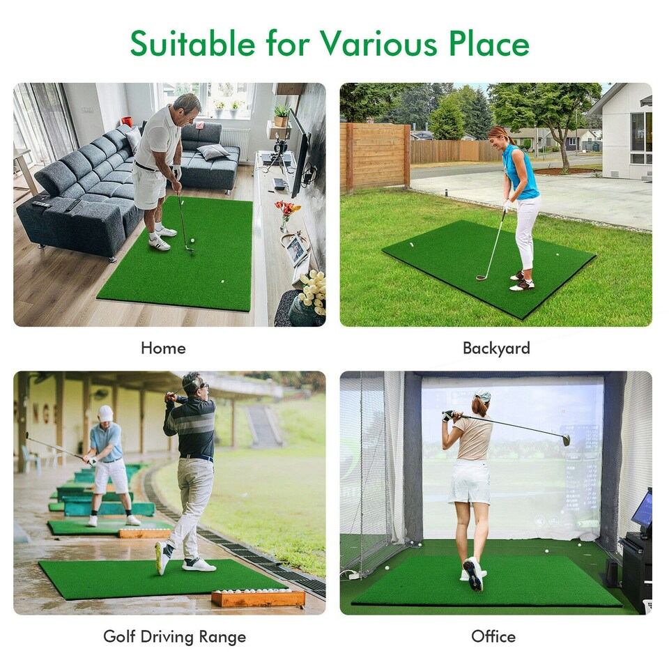 image 1 of COSTWAY Golf Hitting Mat Standard Real Feel Golf Practice Mat