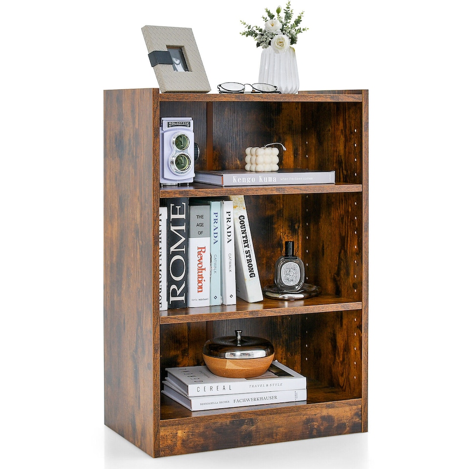 image 1 of COSTWAY 3 Tier Bookcase Floor Standing Open Bookshelf Bedroom Modern Display Cabinet