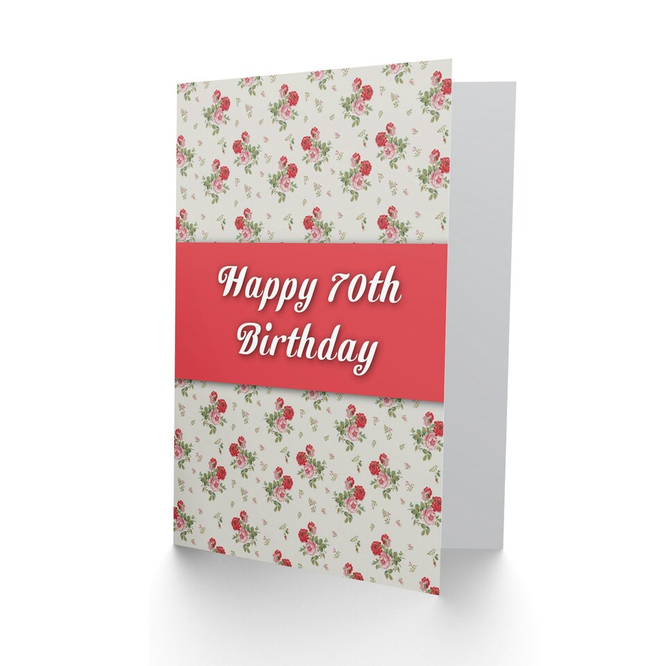 image 1 of 70Th Seventy Flower Pattern Birthday Card