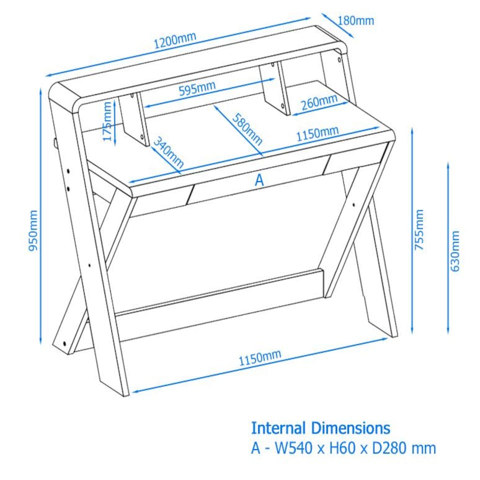 image 1 of Aspen Desk with Drawer in Light Oak Look / White