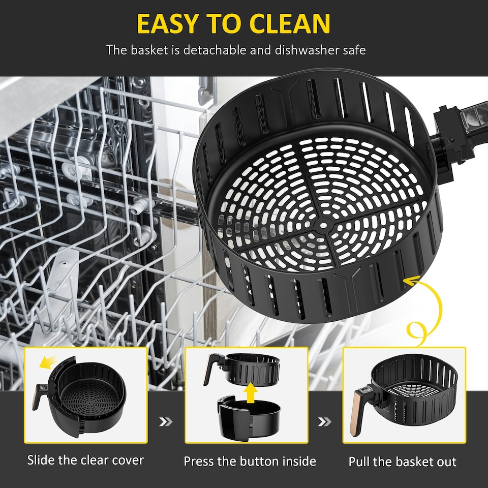 image 1 of HOMCOM Air Fryer 1700W 5.5L with Digital Display Adjustable Temperature
