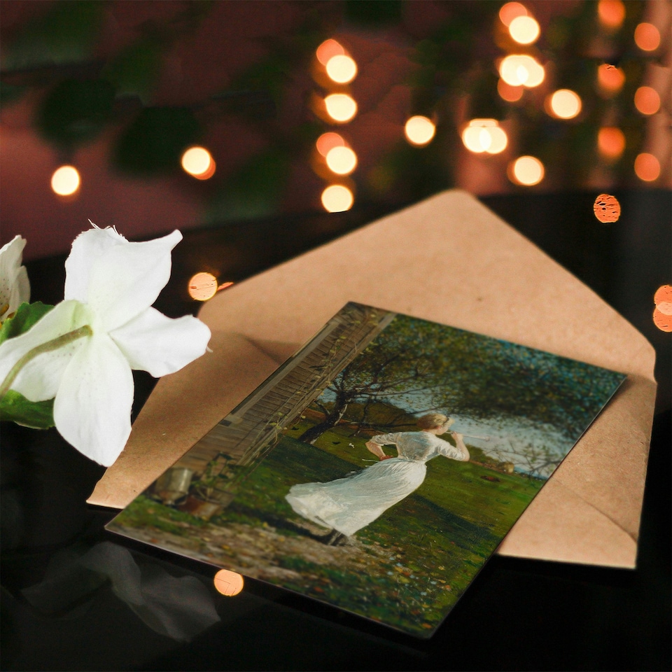 image 1 of Winslow Homer Art Card Blowing the Dinner Horn Oil Painting