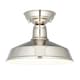 image 1 of Darton Semi Flush Ceiling Pendant Light Polished Nickel, Gloss White Inner Shade