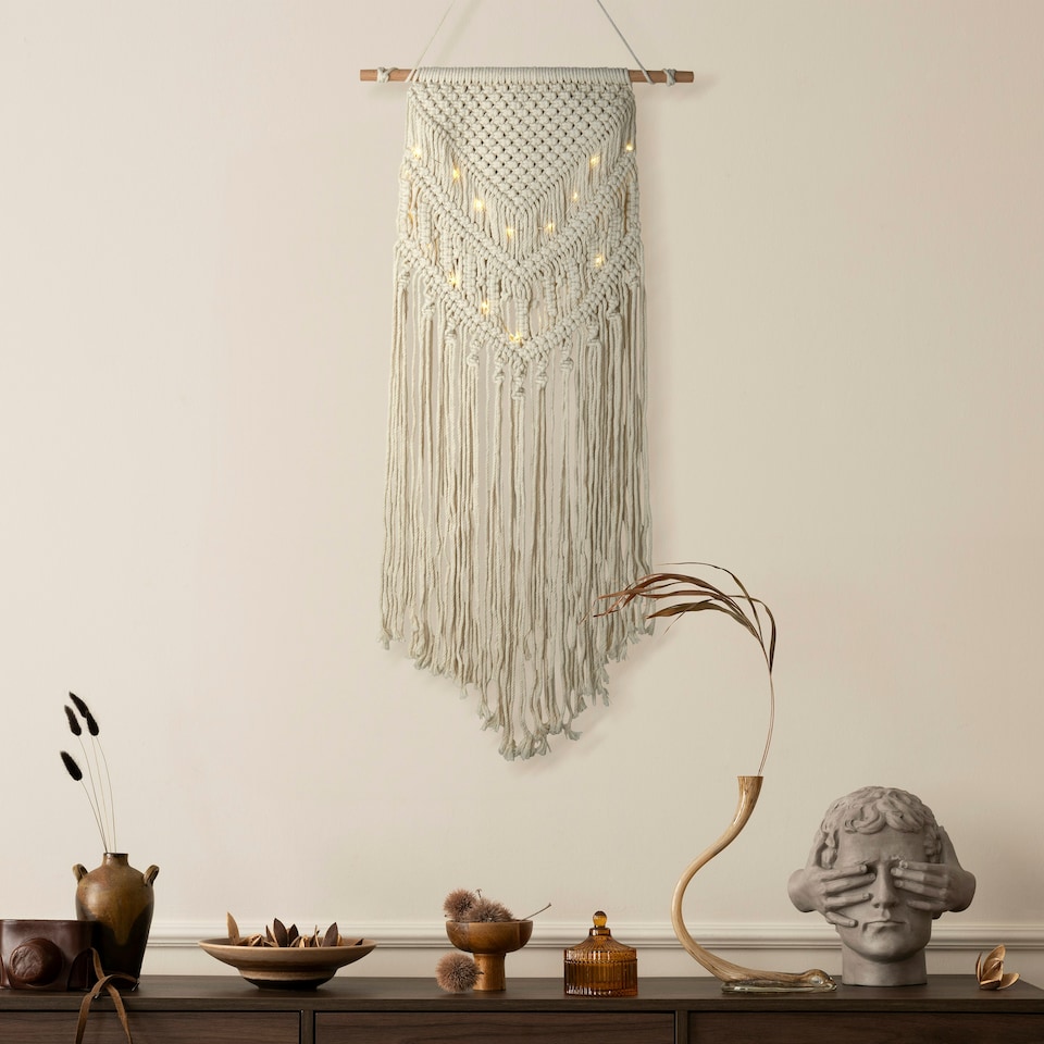 image 1 of Led Macrame Dream Wall Hanging