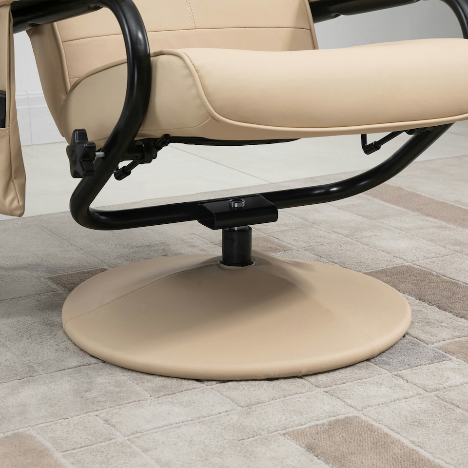 image 1 of HOMCOM Massage Recliner Chair Cushioned Ottoman 10 Point Vibration Cream