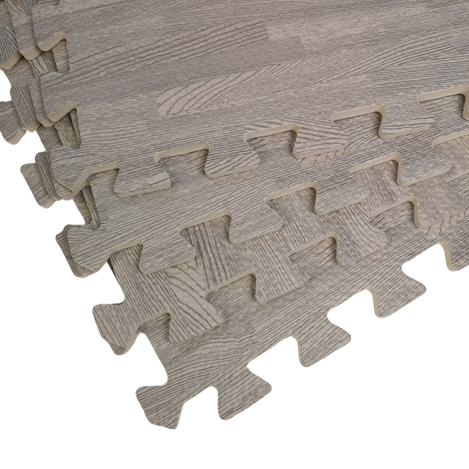 image 1 of Samuel Alexander 8 Piece Grey Wood Effect EVA Foam Floor Protective Tiles / Mats 60x60cm Each Set. Flooring Mats Set Covers 2.88 sqm (31 sq ft)